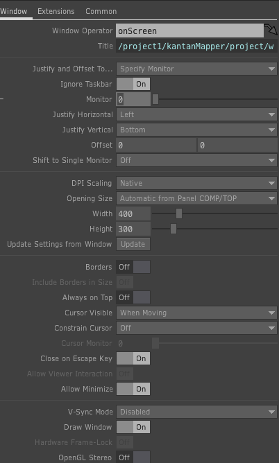 The Window operator view for Kantan.