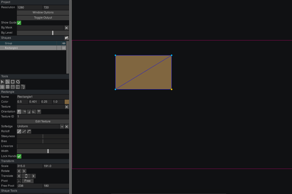 Click and drag anywhere in the space outlined in pink to draw a rectangle.